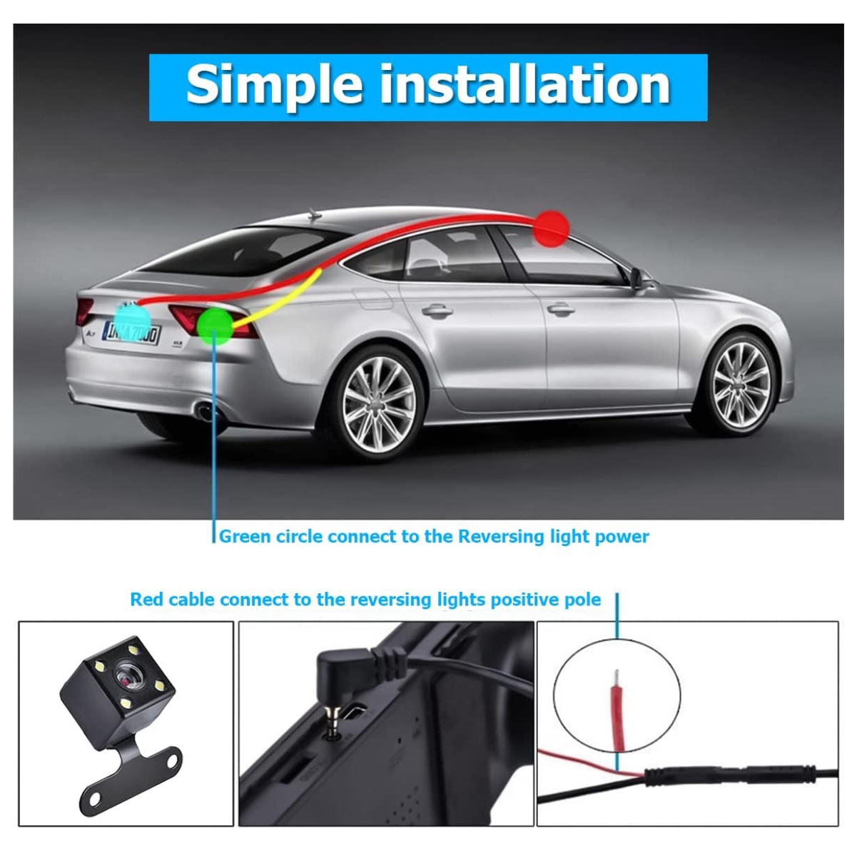 Vista 4 de Espejo Retrovisor Cámara Dual DVR Revers